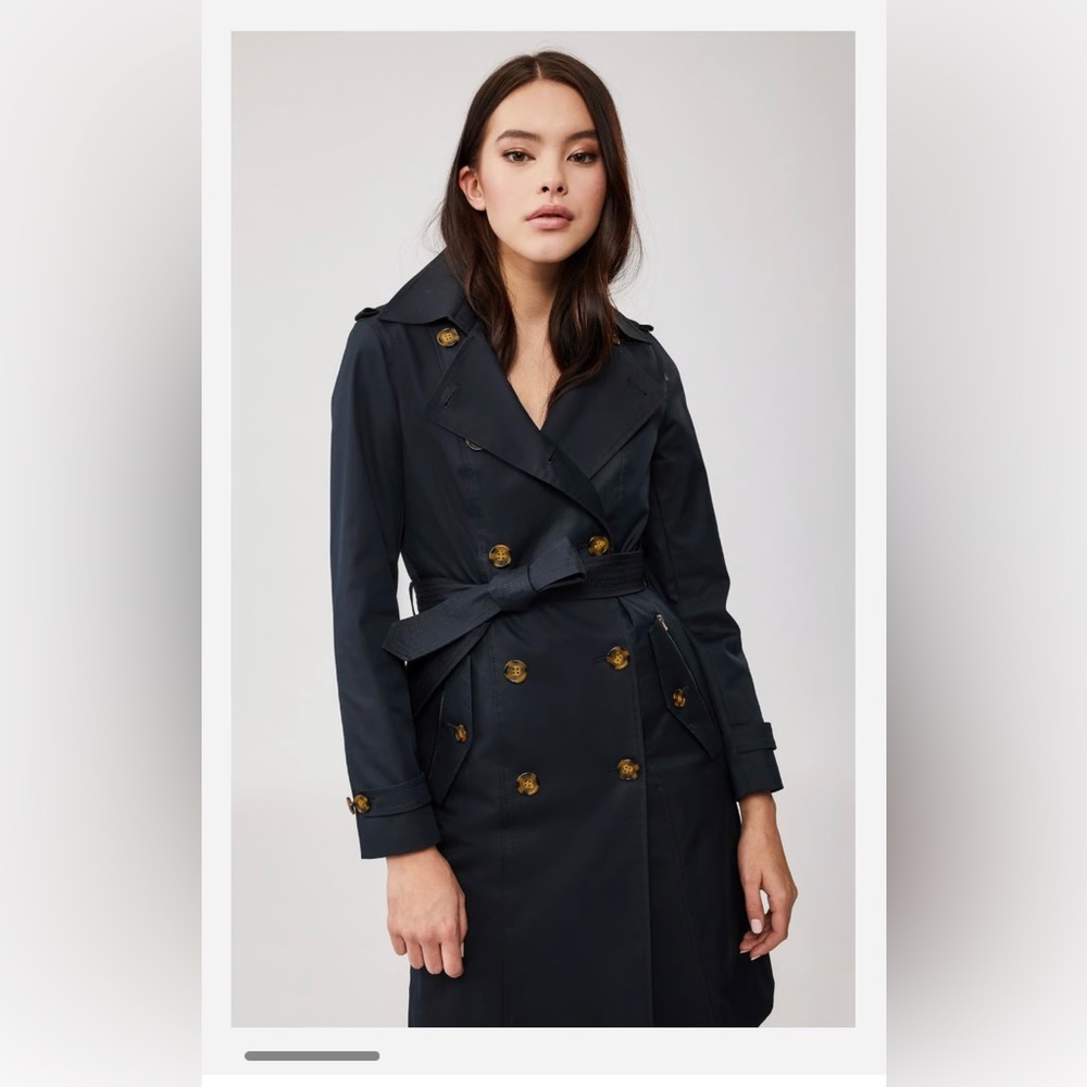 MACKAGE Odel Navy Double Breasted Trench Coat